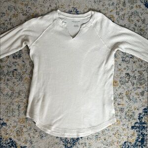 American Eagle Outfitters Cream Waffle Knit Top